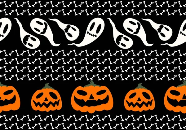 Patrón Sin Costuras Los Huesos Historieta Halloween Para Papel Envolver —  Fotos de Stock