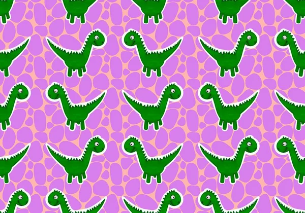 Dinoszaurusz Állatok Zökkenőmentes Rajzfilm Firka Szörnyek Minta Csomagolására Papír Gyerekek — Stock Fotó