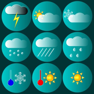 Renkli hava simgeleri seti.