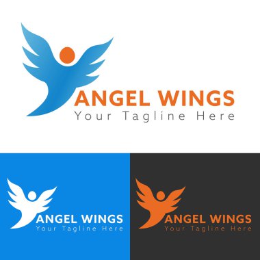 Bir şirket için Angel Logo Tasarım Simgesi. Bir şirket için Angel Wings logo vektörü
