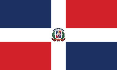 Vector illustration of the official flag of the Dominican Republic. The national flag of Dominican Republic flag consists of a white color cross, a coat of arms, and the national anthem.