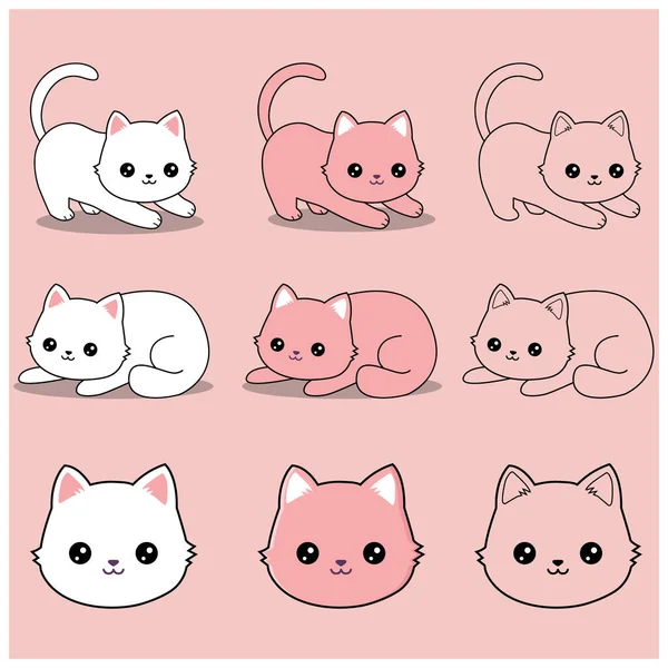 Kawaii cat flat Icon vector. Cute cat-flat illustration. Cute