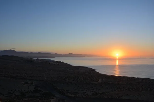 Soleil Levant Sur Baie Costa Calma Fuerteventura Îles Canaries — Photo