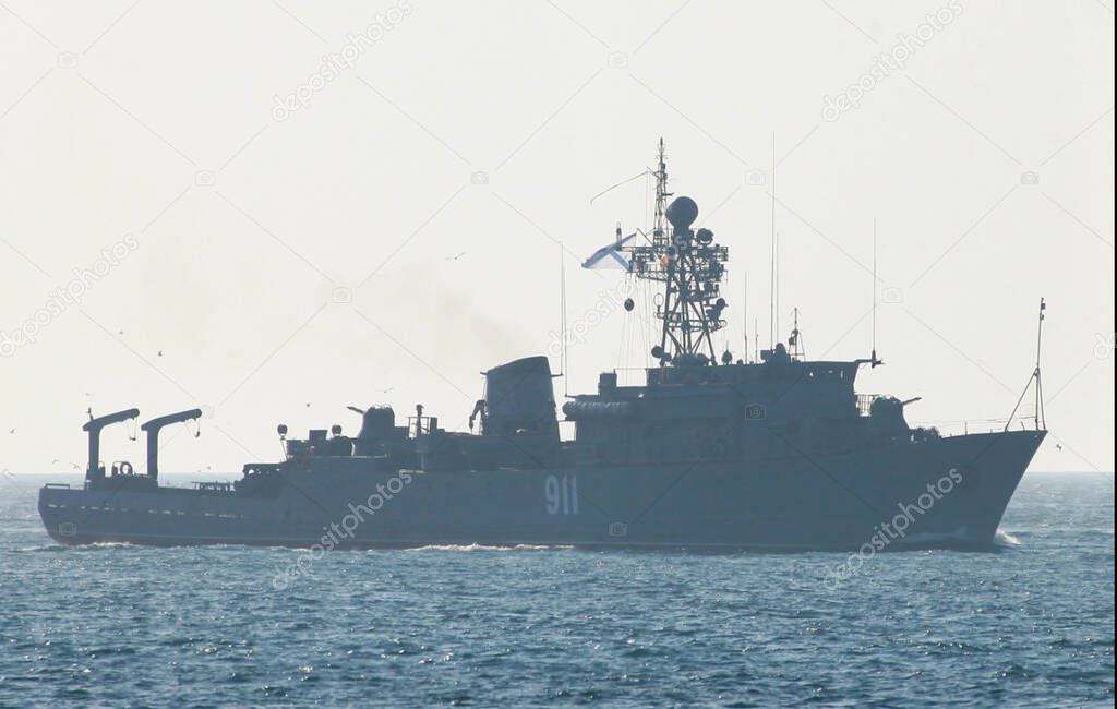 22-11-2021 Istanbul-Turkey: Russian warship passing through the Bosphorus