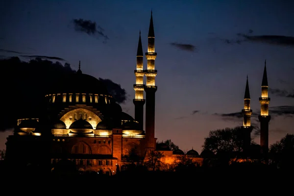 Suleymaniye Moskén Solnedgången Istanbul City Turkiet — Stockfoto
