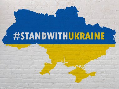 Ukrayna 'nın sloganıyla dur. Renk haritasında Ukrayna metni