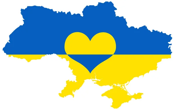 Ucrânia Mapa Com Ícone Coração — Fotografia de Stock