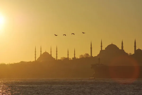 Sunset Sultanahmet Blå Moskén Sultanahmet Istanbul City Turkiet — Stockfoto