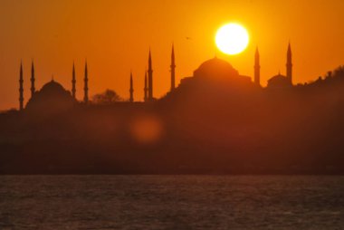 Sultanahmet 'teki Günbatımı Sultanahmet Mavi Camii, İstanbul Şehri, Türkiye