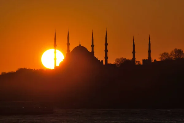 Sunset Sultanahmet Blå Moskén Sultanahmet Istanbul City Turkiet — Stockfoto