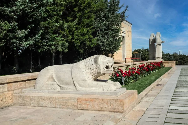 Statues Lion Sur Route Des Lions Anitkabir Ankara Turquie — Photo