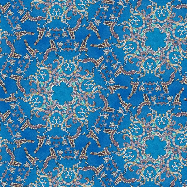 抽象的なインドネシアのバティックの青 バティックパターン ミラー効果のある画像 抽象的なパターンの万華鏡 — ストック写真