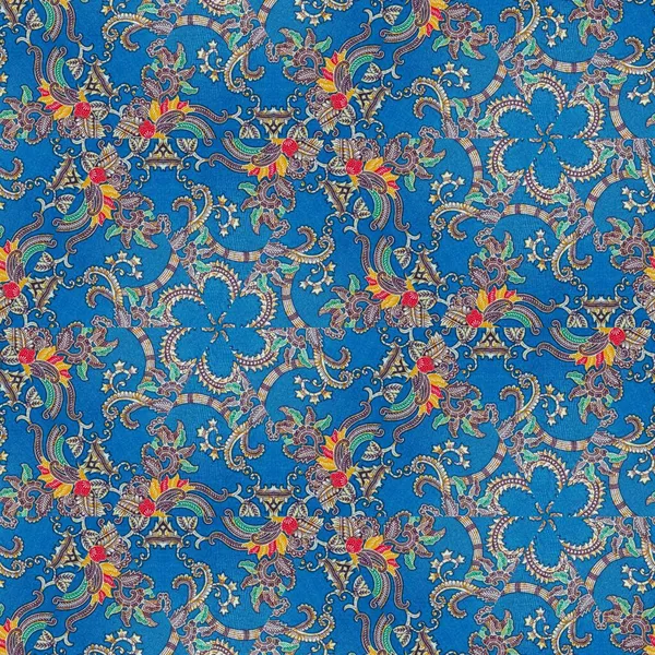 Patrón Simétrico Abstracto Batik Indonesio Azul Patrón Batik Imagen Con —  Fotos de Stock