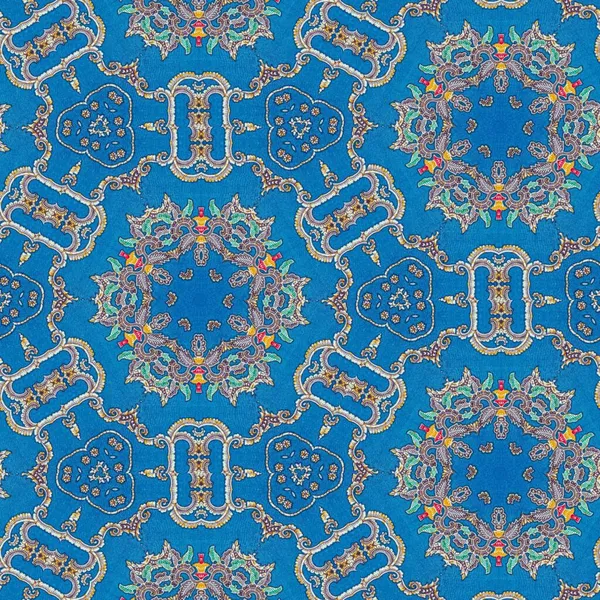 Abstraktes Symmetrisches Muster Indonesischer Batik Blau Batikmuster Bild Mit Spiegeleffekt — Stockfoto