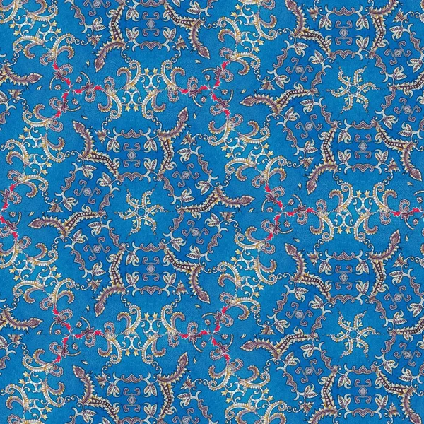 抽象的なインドネシアのバティックの青 バティックパターン ミラー効果のある画像 抽象的なパターンの万華鏡 — ストック写真