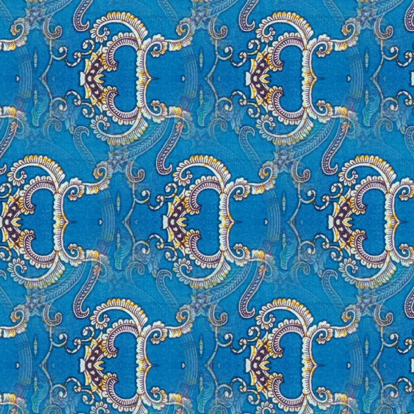 Abstract symmetrical pattern of blue Indonesian batik, batik pattern blur, Image with mirror effect, blur Kaleidoscope abstract pattern.