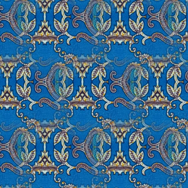 Abstrakcyjny Symetryczny Wzór Niebieski Batik Indonezyjski Rozmycie Batik Wzór Obraz — Zdjęcie stockowe