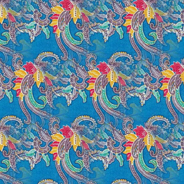 Padrão Simétrico Abstrato Batik Indonésio Azul Batik Padrão Borrão Imagem — Fotografia de Stock