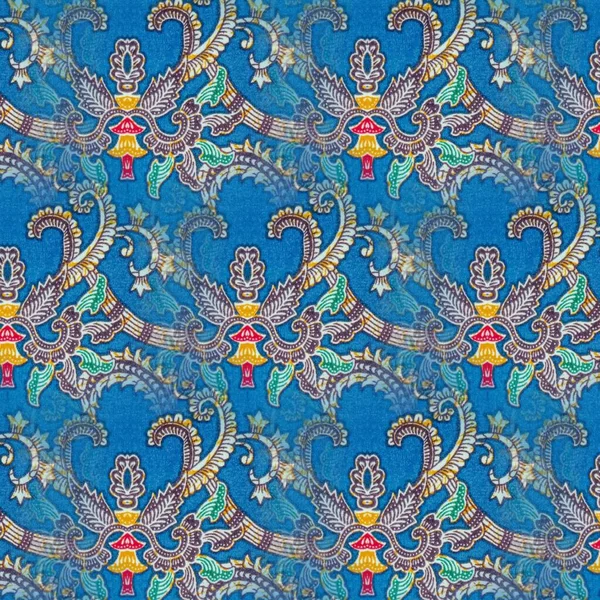 Abstraktní Symetrický Vzor Modrého Indonéského Batika Rozmazání Batikového Vzoru Obrázek — Stock fotografie