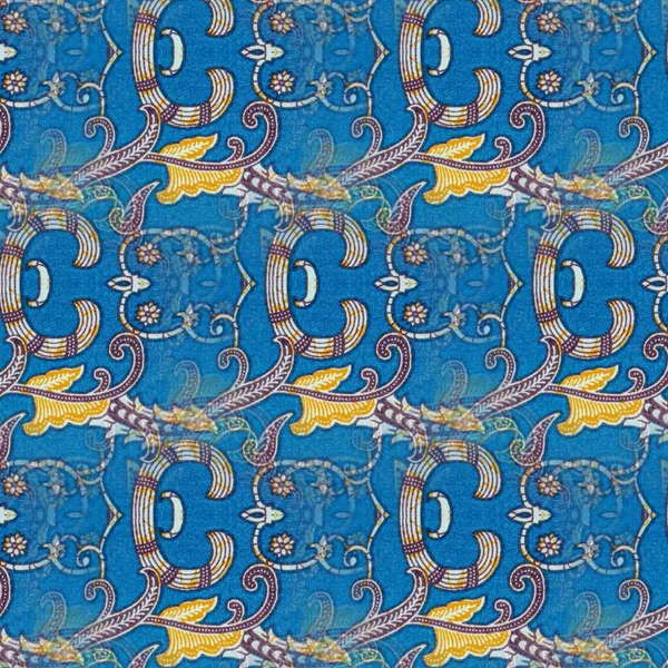 Padrão Simétrico Abstrato Batik Indonésio Azul Batik Padrão Borrão Imagem — Fotografia de Stock