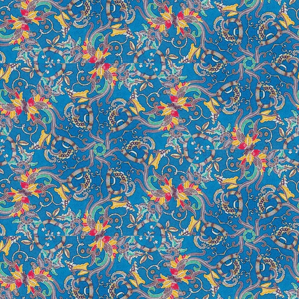 Abstract Symmetrical Pattern Indonesian Batik Blue Batik Pattern Image Mirror — Stock Photo, Image