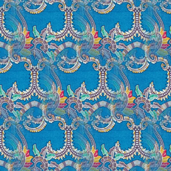 Patrón Simétrico Abstracto Batik Indonesio Azul Desenfoque Del Patrón Batik Imagen de archivo