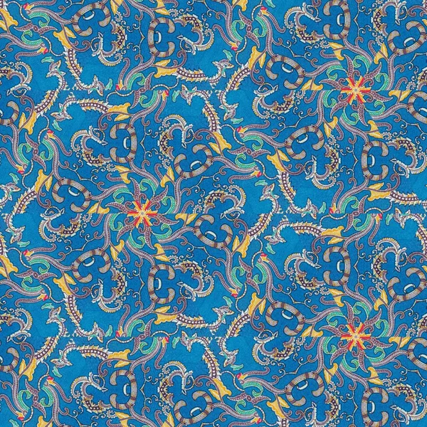 Padrão Simétrico Abstrato Batik Indonésio Azul Padrão Batik Imagem Com — Fotografia de Stock