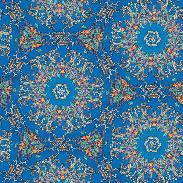 Endonezya Nın Mavi Batik Desenli Soyut Simetrik Deseni Ayna Efektli — Stok fotoğraf