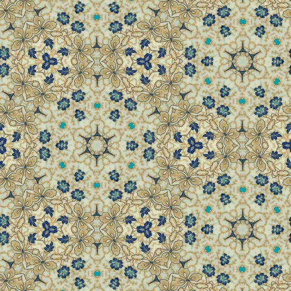 Abstraktes Symmetrisches Muster Indonesischer Batik Beige Florales Batikmuster Bild Mit — Stockfoto