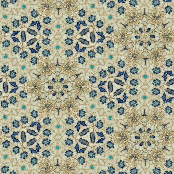 Abstraktes Symmetrisches Muster Indonesischer Batik Beige Florales Batikmuster Bild Mit — Stockfoto