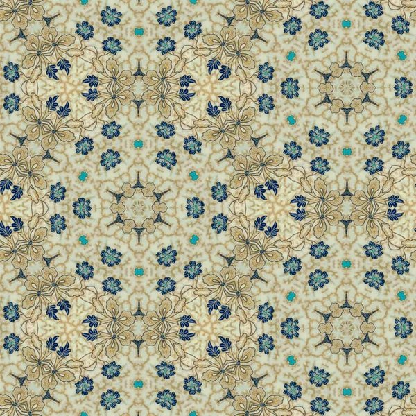 Abstraktes Symmetrisches Muster Indonesischer Batik Beige Florales Batikmuster Bild Mit — Stockfoto