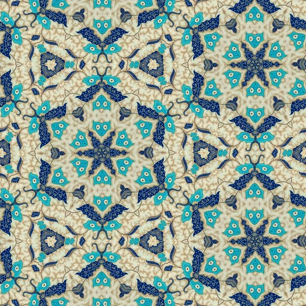 Modello Astratto Simmetrico Batik Indonesiano Colore Beige Motivo Batik Floreale — Foto Stock