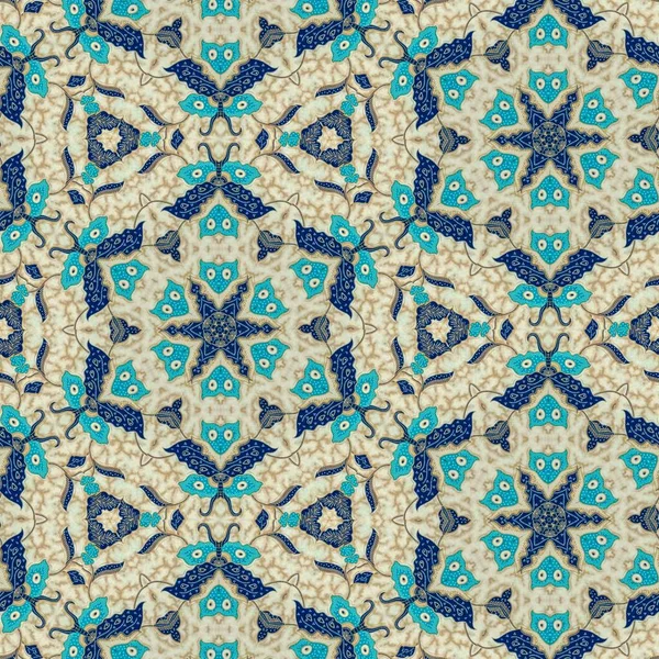 Abstracte Symmetrische Patroon Van Indonesische Batik Beige Kleur Bloemen Batik — Stockfoto