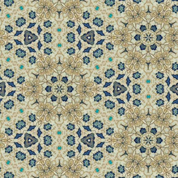 Abstrakcyjny Symetryczny Wzór Batika Indonezyjskiego Kolorze Beżowym Kwiatowy Wzór Batiku — Zdjęcie stockowe