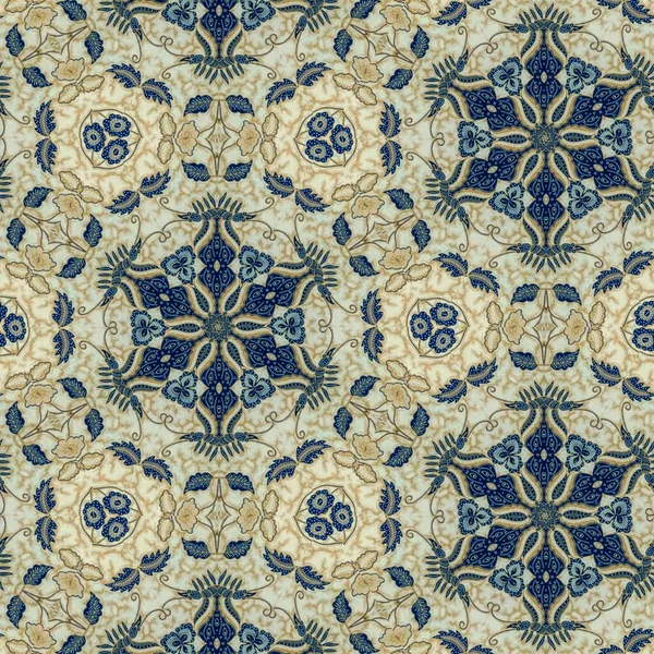 Abstraktes Symmetrisches Muster Indonesischer Batik Beige Florales Batikmuster Bild Mit — Stockfoto