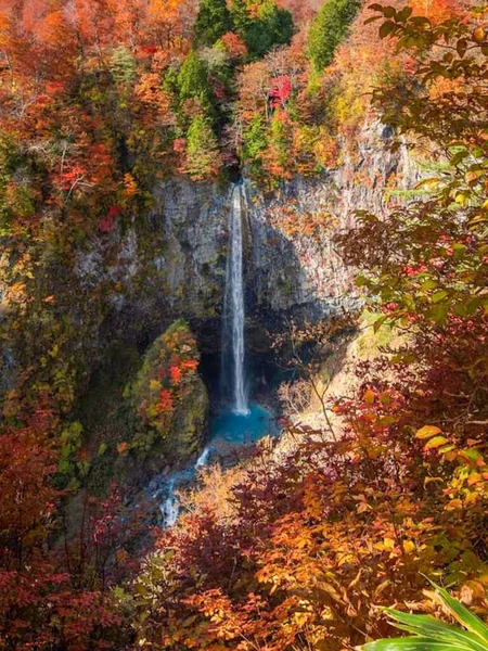 Cachoeiras Momiji Árvores Folhas Caindo Outono Japão — Fotografia de Stock
