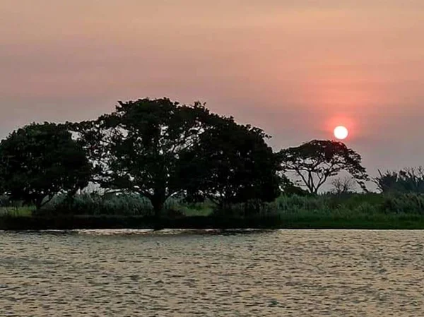 Schoonheid Van Zonsondergang Indonesië — Stockfoto