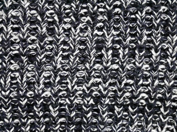 Texture of black white fabric, close up of wool structure, wallpaper background. — Stockfoto