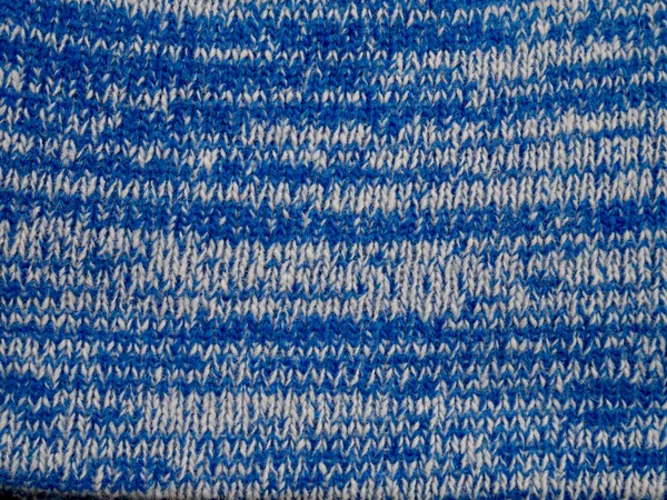 Текстура синей белой ткани, крупным планом из шерсти структуры, обои фон. — стоковое фото