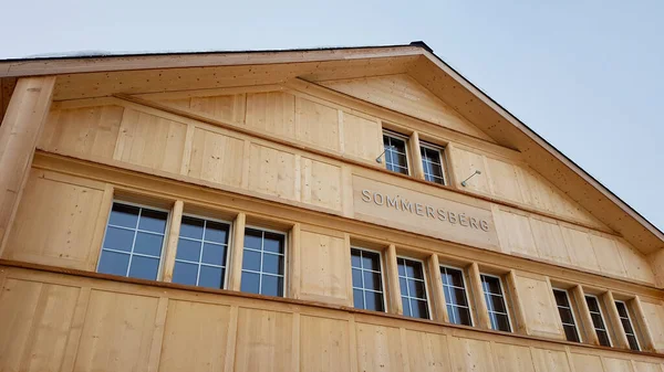 Gais, Switzerland, 12.12.2020. Typical wooden facade of Appenzeller house. Sommersberg, Appenzell. — стоковое фото