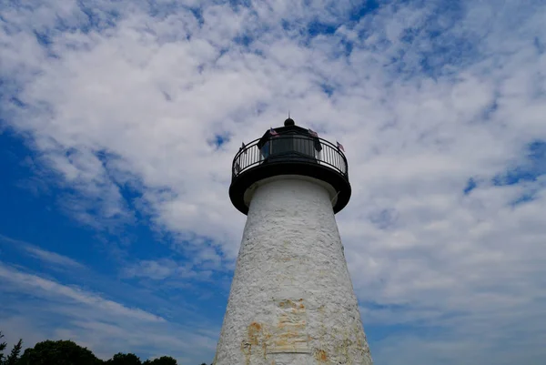 Close up of Neds Point Lighthouse in Buzzards Bay, Massachusetts, USA. — Stock Photo, Image