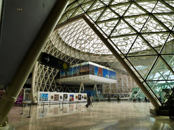 Marrakech, Morocco, 28.10.2021. Arrival hall at Menara airport. E2A Architecture. — Fotografia de Stock