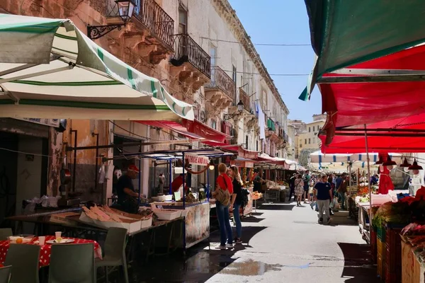 Syracuse Italië 2018 Lokale Markt Het Eiland Ortigia Sicilië Hoge — Stockfoto