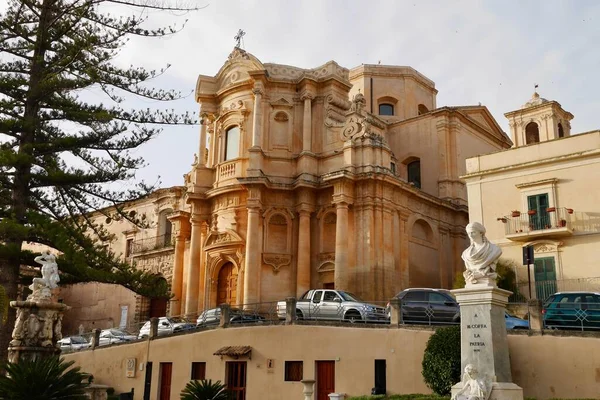 Panoramisch Uitzicht Barokke Kerk Van San Domenico Noto Unesco Werelderfgoed — Stockfoto