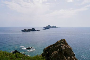 Iles Sanguineres 'in panoramik görüntüsü, Ajaccio' ya yakın arşiv. Korsika, Fransa. Yüksek kalite fotoğraf