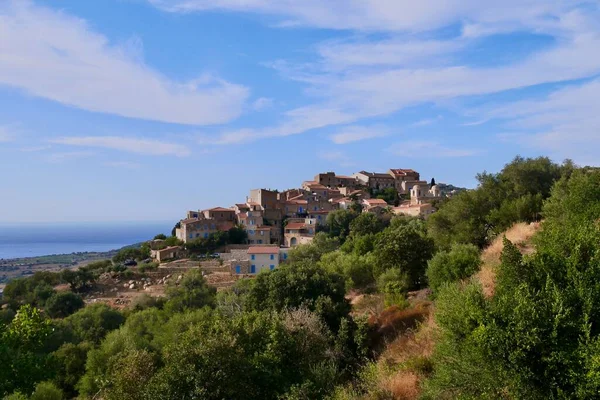 Vista Panorámica Pigna Pintoresco Pueblo Artistas Balagne Córcega Francia Foto — Foto de Stock