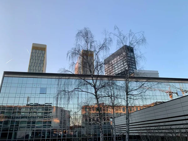 Moderne Architektur Finanzviertel Kirchberg Hintergrund Der Europäische Gerichtshof Luxemburg Hochwertiges — Stockfoto