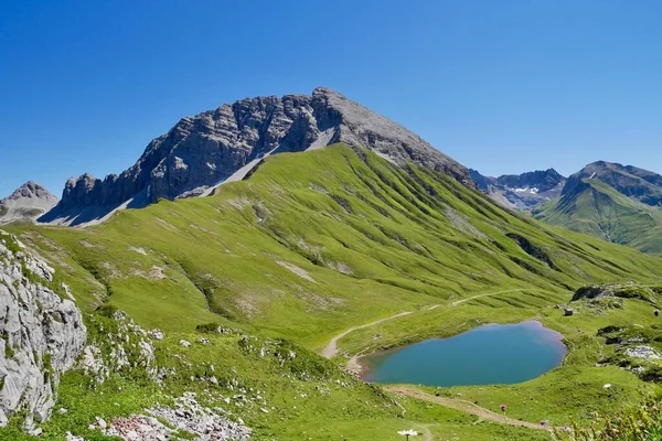 Monzabonasee Ruefikopf Região Arlberg Zuers Vorarlberg Áustria Foto Alta Qualidade — Fotografia de Stock