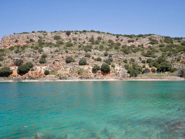 Türkiz Kék Víz Laguna Ruidera Természeti Parkban Kasztília Mancha Spanyolország — Stock Fotó