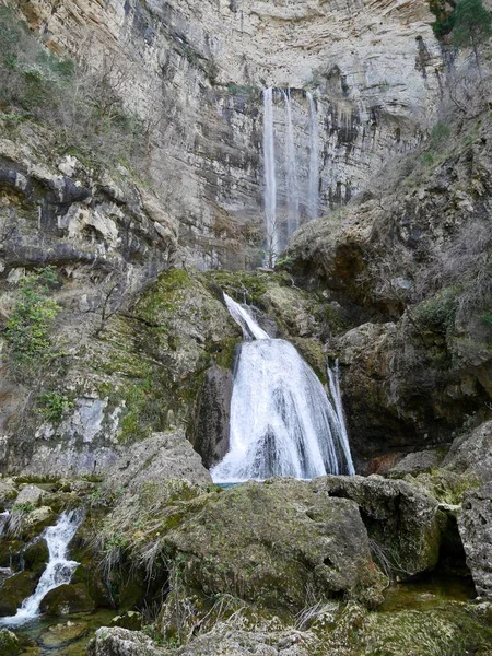 Waterfall Mundo Source Natural Park Los Calares Del Mundo Sima — стоковое фото